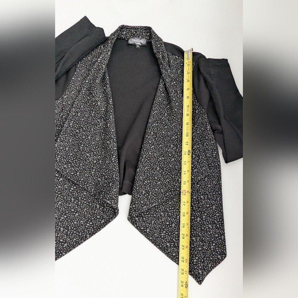 Chic Women's (Large) Black & Gray Asymetrical Open-Front Blazer/Jacket - Picture 7 of 11